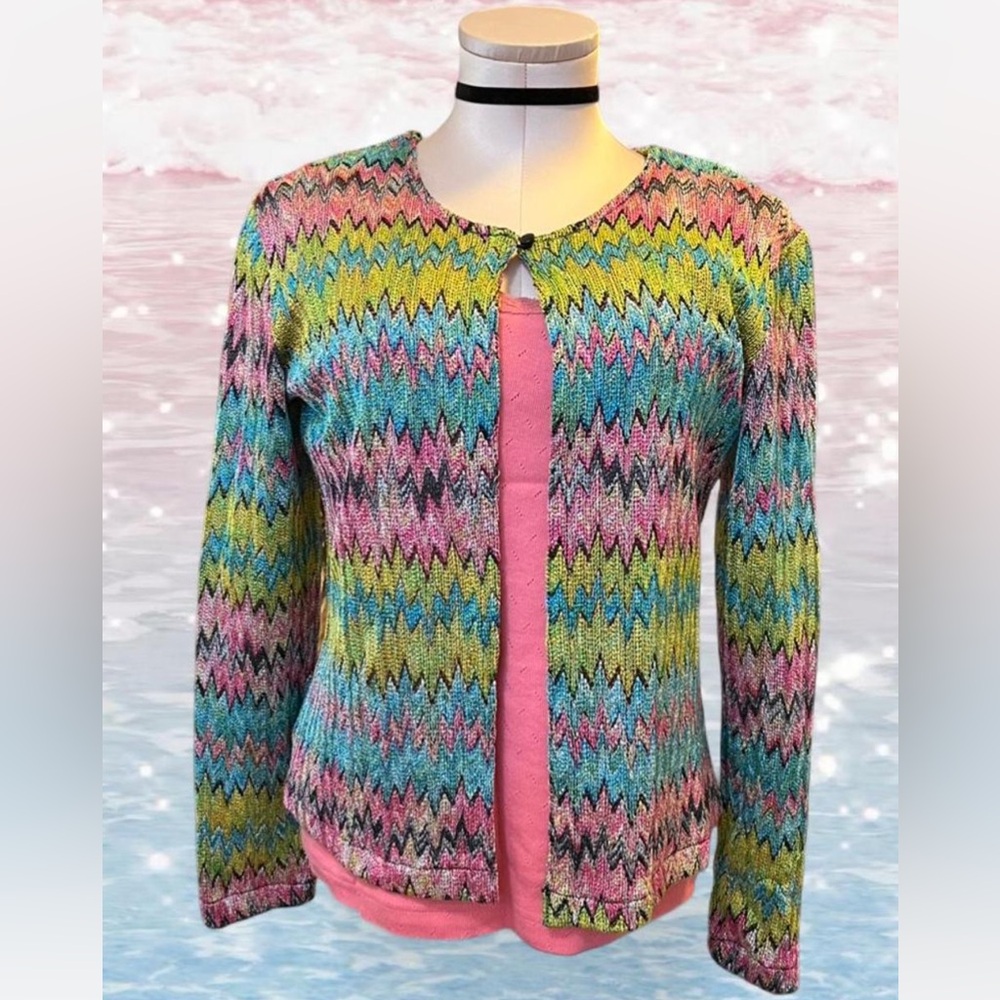 Join Me Multicolor Chevron Pattern Y2k Cardigan Size M